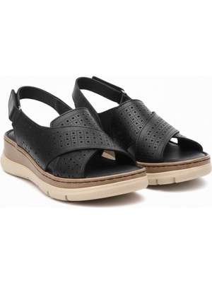 Ender Iç Dış Hakiki Deri Çapraz Bantlı Dolgu Taban Kadın Sandalet