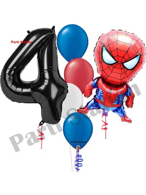 Parti Station Örümcek Adam 4 Yaş Balon Set Avengers Örümcek Adam Konsept Doğum Günü Siyahrakam Balon Set