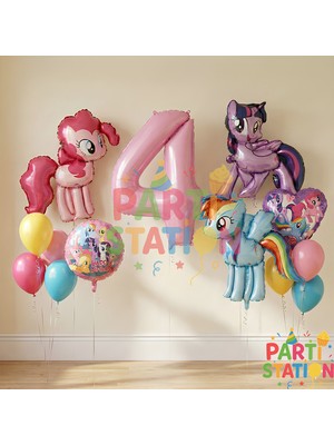 Parti Station My Little Pony Temalı 4 Yaş Balon Seti 14 Parça Doğum Günü Balon
