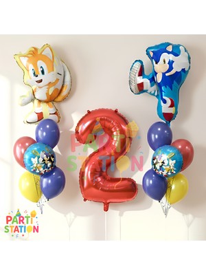 Parti Station Sonic & Tails 2 Yaş Folyo Balon Seti – 13 Parça Doğum Günü Balon Seti