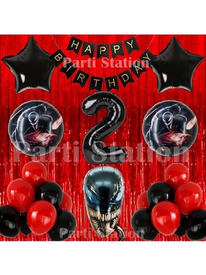 Parti Station Zehirli Öfke Venom Konsept 2 Yaş Doğum Günü Balon Set