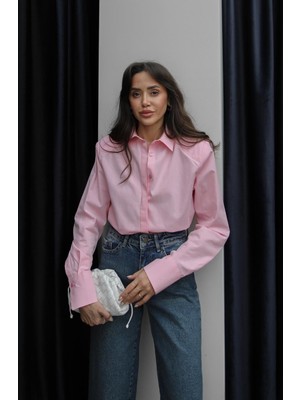 Havoş Pembe Vatkalı Poplin Gömlek