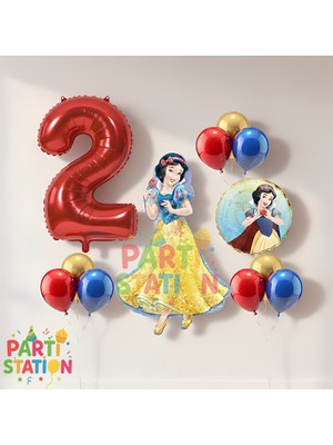 Parti Station Pamuk Prenses 2 Yaş Doğum Günü Balon Seti - 11 Parça Konsept Folyo ve Lateks Balon Seti
