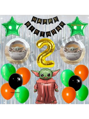 Parti Station Star Wars 2 Yaş Balon Set Yıldız Savaşları Star Wars Baby Yoda Konsept Doğum Günü Balon Set