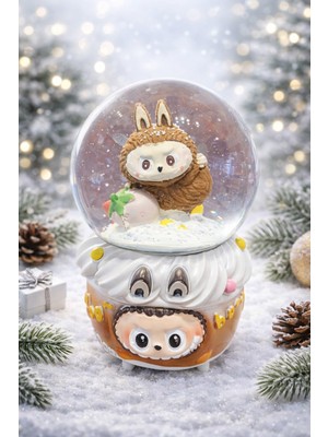 Lumindra Sevimli Tavşancık Kar Küresi Işıklı Müzikli Dekoratif Hediye Pilli