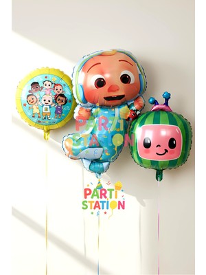 Parti Station Cocomelon Konsept Doğum Günü Balon Seti