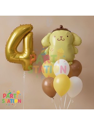 Parti Station Kuromi Pompompurin 4 Yaş Konsept Doğum Günü Partisi Balon Seti