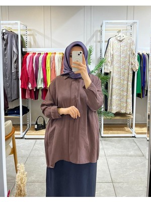 Nuss 3001 Oversize Düğmeli Gömlek Kahve