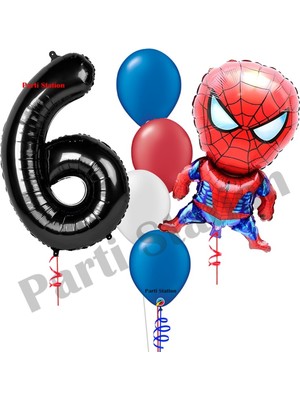 Parti Station Örümcek Adam 6 Yaş Balon Set Avengers Örümcek Adam Konsept Doğum Günü Siyahrakam Balon Set