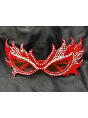 Tp Buğz Taşlı Kırmızı Alev Parti Gözlüğü