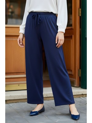 İmaj Butik Lacivert Bel Lastikli Bol Paça Penye Pantolon