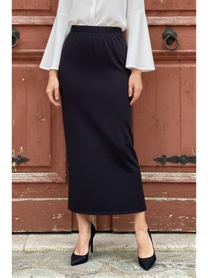 İmaj Butik Siyah Bel Lastikli Kalem Etek