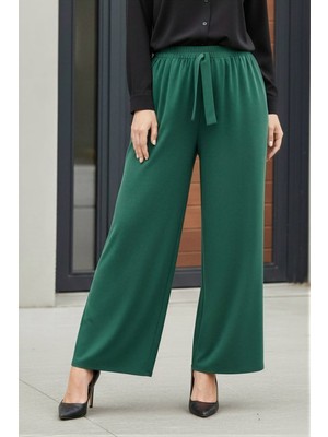 İmaj Butik Zümrüt Yeşili Bol Paça Sandy Pantolon