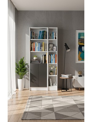Yeti Mobilya FLAT85 Kitaplık 2 Kapaklı Kütüphane Çok Amaçlı Dolap