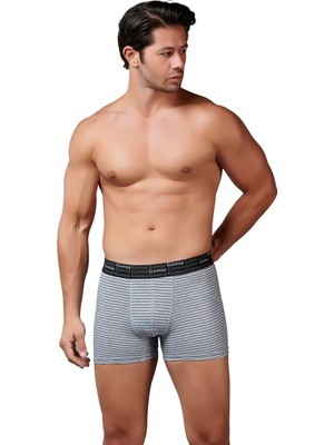 Gümüş 3114 12'li Erkek Likralı Çizgili Boxer