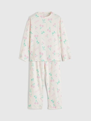 LC Waikiki Lcw Kids Pembe Bisiklet Yaka Desenli Kız Çocuk Pijama Takım