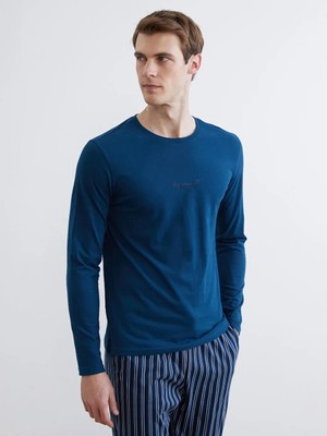 LC Waikiki Lc Waıkıkı Mavi Standart Kalıp Erkek Pijama Takımı