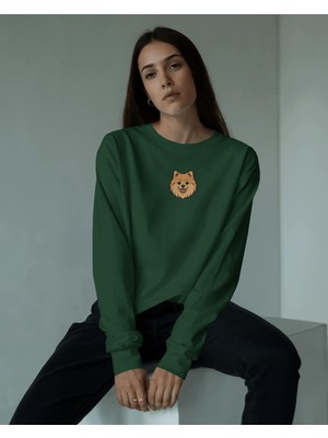 Muhtar Store Pomeranian Baskılı Kadın Sweatshirt – Regular Fit Minimal Köpek Tasarım