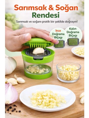 Tp Buğz Çıkarılabilir Hazneli Kapaklı Pratik Sarımsak ve Soğan Doğrayıcı – 2 Bıçak Seçenekli Profesyonel