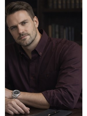 Varettaerkek Mürdüm Büyük Beden Gömlek Uzun Kollu Tek Cepli Geniş Kesim