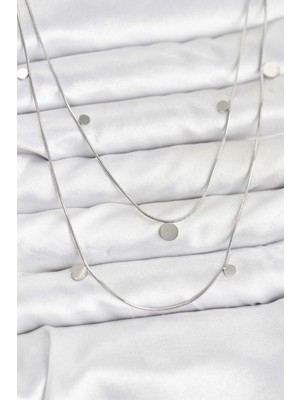 Tp Buğz 316L Çelik Zincir Gümüş Renk Pullu Kadın Kolye