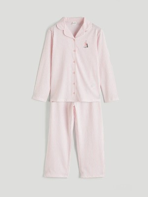LC Waikiki Lcw Kids Pembe Gömlek Yaka Kız Çocuk Pijama Takım