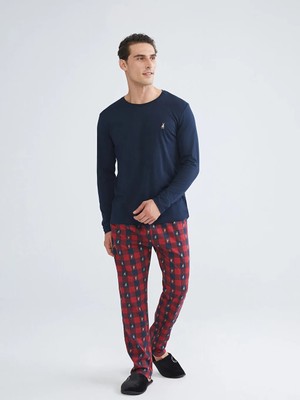 LC Waikiki Lc Waıkıkı Lacivert Bisiklet Yaka Erkek Pijama Takımı