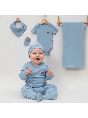 Milays 0-3 Ay Bebeklere %100 Pamuk  Çıtçıtlı Body Li Havlulu 7 Parçalı Zıbın Takımı