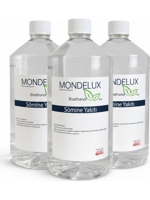 Mondelux Bioethanol Şömine Yakıtı – 3 Litre Ekstra Uzun Yanma Bitkisel Içerikli,kokusuz ve Dumansız