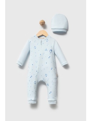 Bubbles %100 Organik Pamuk Balloon Baskı Fermuarlı Unisex Bebek Tulum