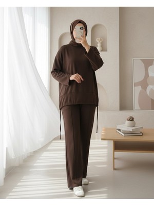Modamorfo Eteği Bağcıklı Arkası Uzun Oysho Takım  -Kahve