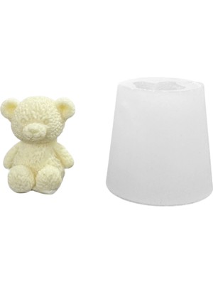 Tahtakale Toptancı Silikon 3D Oturan Dokulu Sevimli Ayıcık Mum Kalıbı