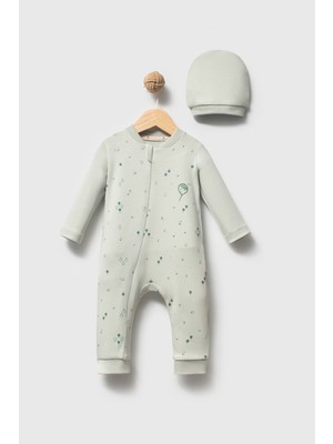 Bubbles %100 Organik Pamuk Balloon Baskı Fermuarlı Unisex Bebek Tulum