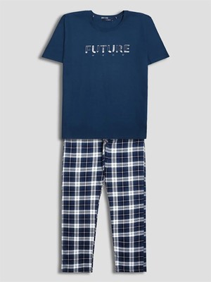 LC Waikiki Lc Waıkıkı Lacivert Ekose Erkek Pijama Takımı
