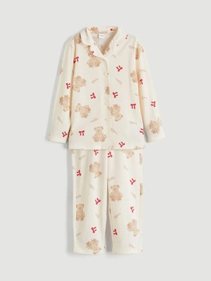 LC Waikiki Lcw Kids Pembe Gömlek Yaka Kız Çocuk Pijama Takımı