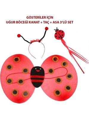 Tp Buğz Çocuk Gösteri Için Uğur Böceği Kanat + Taç + Asa 3&amp;#39;lü Kostüm Seti