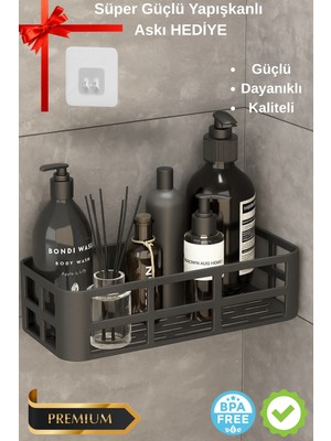 Tp Buğz Banyo Düzenleyici Organizer Şampuanlık Havlupan Askısı Havluluk Siyah Banyo Duş Rafı Mutfak Rafı
