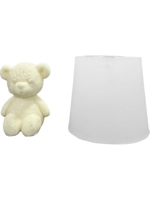 Tahtakale Toptancı Silikon 3D Oturan Sevimli Ayıcık Mum Kalıbı