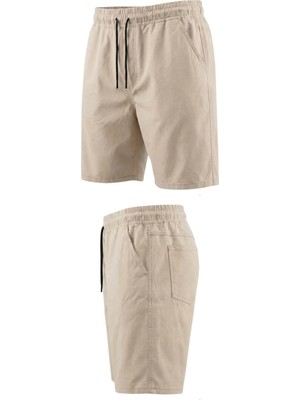 Maruf Shop Likralı Büyük Beden 120 - 157 Kilo Arası Için Uygun Bedenli Erkek Bağcıklı Beli Lastikli Gabardin Şort