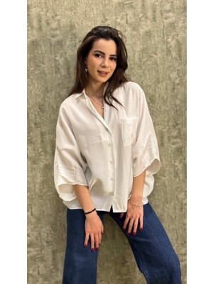 Leilaa Tasarım Yarasa Kol Modal Dokulu Kısa Kol Gömlek