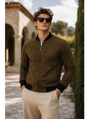 Comstar Erkek Premium Comfort Basic Nubuk Süet Haki Ceket