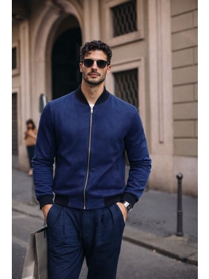 Comstar Erkek Relax Fit Lacivert Süet Nubuk Ceket
