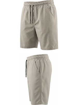 Maruf Shop Likralı Büyük Beden 120 - 157 Kilo Arası Için Uygun Bedenli Erkek Bağcıklı Beli Lastikli Gabardin Şort