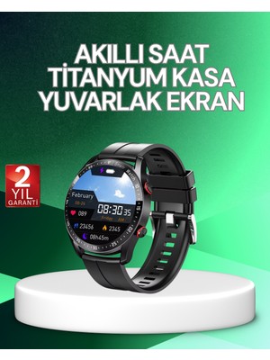 Adat Akıllı Saat Titanyum Kasa Yuvarlak Ekran Alarm Uyku ve Sağlık Takibi Titreşimli