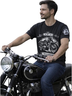 Aybaak Fit Gösteren Klasik Motorsiklet Baskılı Tişört