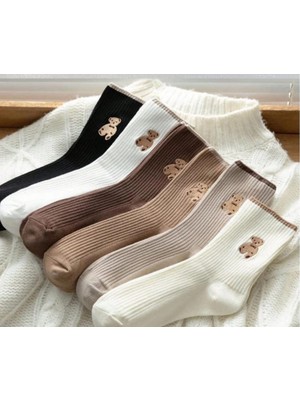 6 Çift Ayıcık Desenli Kadın Çorap