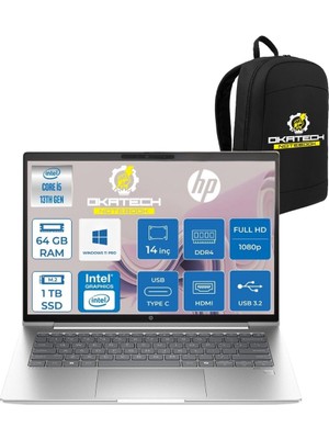 HP Probook 440 G10 İ5-1334U 64 GB Ram Ddr4 1 Tb SSD 14'' Fhd IPS W11PRO Dizüstü Bilgisayar & Okatech Çanta B2PH4ESOKATECH20