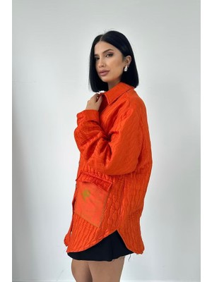 L&C Turuncu Gündelik Bol Kalıp Uzun Kollu Gömlek