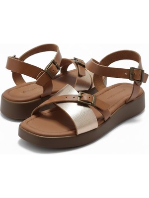 L&L Hakiki Deri  Platform Taban Kadın Sandalet