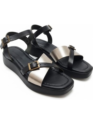 L&L Hakiki Deri  Platform Taban Kadın Sandalet